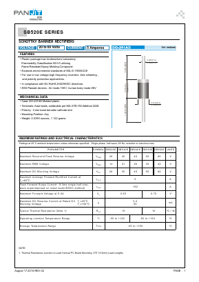 SB520E Datasheet PDF PANJIT INTERNATIONAL