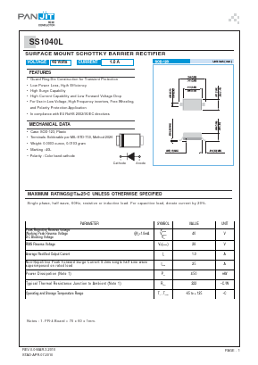 SS1040L Datasheet PDF PANJIT INTERNATIONAL