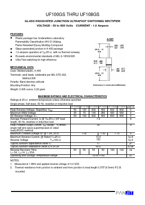 UF100GS Datasheet PDF PANJIT INTERNATIONAL