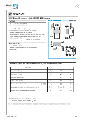 2N7002KDW Datasheet PDF PANJIT INTERNATIONAL