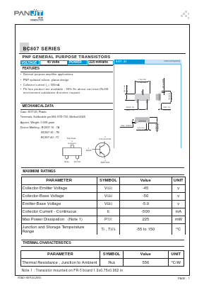 BC807 Datasheet PDF PANJIT INTERNATIONAL