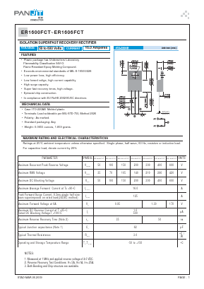 ER1600FCT Datasheet PDF PANJIT INTERNATIONAL