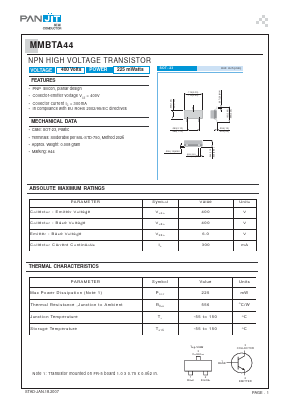 MMBTA44 Datasheet PDF PANJIT INTERNATIONAL