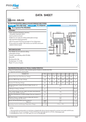 GBJ4G Datasheet PDF PANJIT INTERNATIONAL