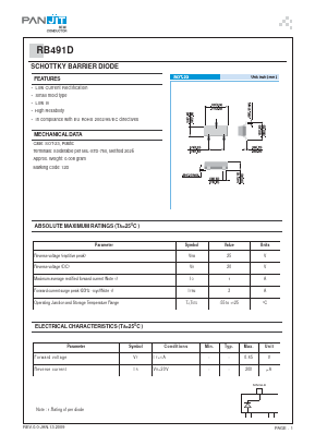 RB491D Datasheet PDF PANJIT INTERNATIONAL