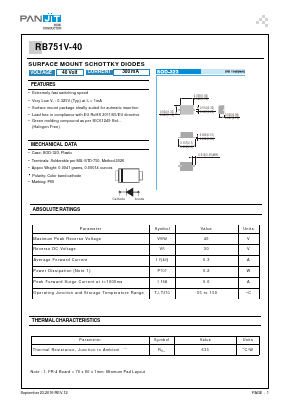 RB751V-40 Datasheet PDF PANJIT INTERNATIONAL