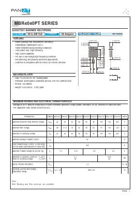 MBR4020PT Datasheet PDF PANJIT INTERNATIONAL