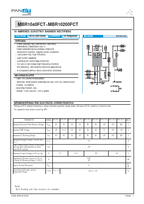 MBR10100FCT Datasheet PDF PANJIT INTERNATIONAL