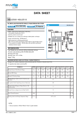 KBJ2500 Datasheet PDF PANJIT INTERNATIONAL