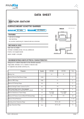 BAT43W Datasheet PDF PANJIT INTERNATIONAL