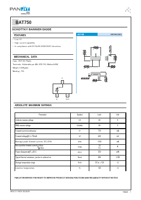 BAT750 Datasheet PDF PANJIT INTERNATIONAL