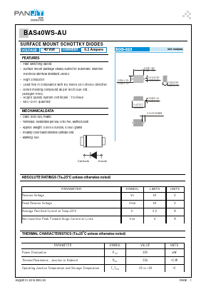 BAS40WS-AU Datasheet PDF PANJIT INTERNATIONAL