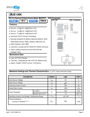 PJE138K Datasheet PDF PANJIT INTERNATIONAL