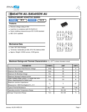 BAS40TW-AU Datasheet PDF PANJIT INTERNATIONAL