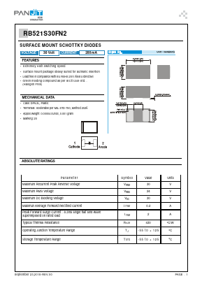 RB521S30FN2 Datasheet PDF PANJIT INTERNATIONAL