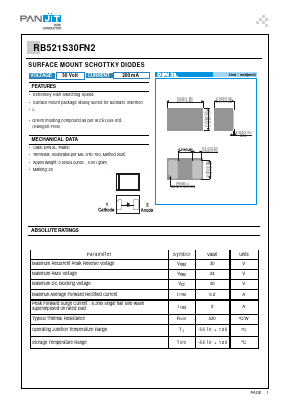 RB521S30FN2 Datasheet PDF PANJIT INTERNATIONAL