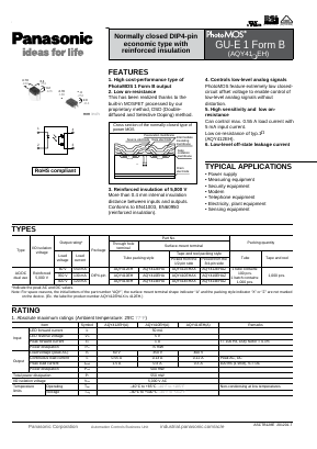 AQY410EHEX Datasheet PDF Panasonic Corporation