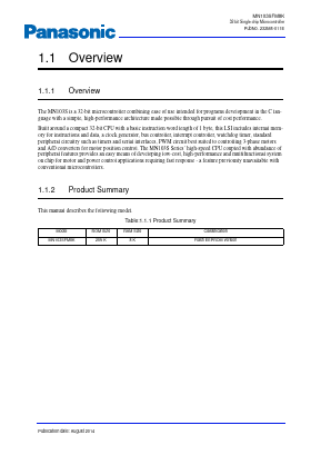 MN103SFM8K Datasheet PDF Panasonic Corporation