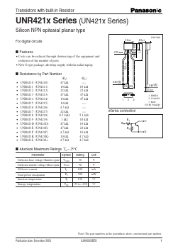 UN421F Datasheet PDF Panasonic Corporation