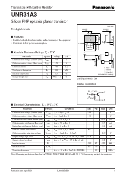 UNR31A3 Datasheet PDF Panasonic Corporation