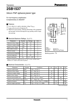 2SB1537 Datasheet PDF Panasonic Corporation