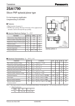 2SA1790 Datasheet PDF Panasonic Corporation