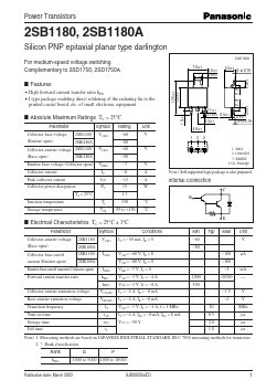 2SB1180 Datasheet PDF Panasonic Corporation