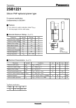 2SB1221 Datasheet PDF Panasonic Corporation