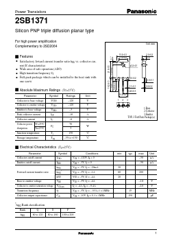 2SB1371 Datasheet PDF Panasonic Corporation