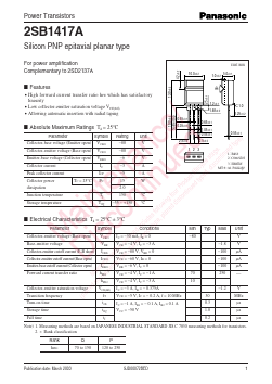B1417A Datasheet PDF Panasonic Corporation