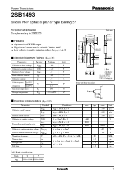 2SB1493 Datasheet PDF Panasonic Corporation