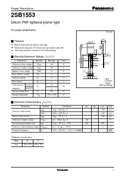 2SB1553 Datasheet PDF Panasonic Corporation