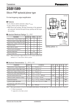 2SB1589 Datasheet PDF Panasonic Corporation