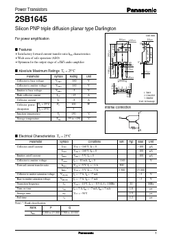 2SB1645 Datasheet PDF Panasonic Corporation