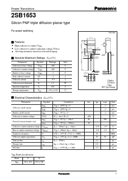 2SB1653 Datasheet PDF Panasonic Corporation