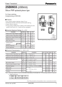 2SB0933 Datasheet PDF Panasonic Corporation