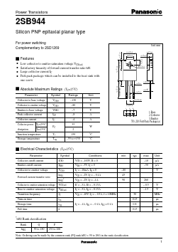 2SB944 Datasheet PDF Panasonic Corporation