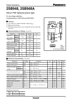 2SB948 Datasheet PDF Panasonic Corporation