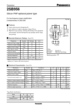 2SB956 Datasheet PDF Panasonic Corporation