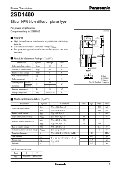 2SD1480 Datasheet PDF Panasonic Corporation