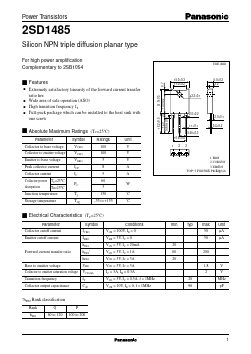 2SD1485 Datasheet PDF Panasonic Corporation