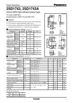 2SD1743 Datasheet PDF Panasonic Corporation
