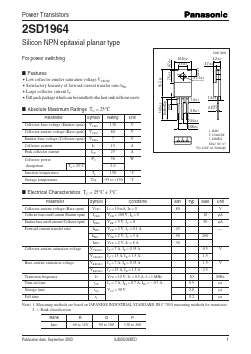 2SD1964 Datasheet PDF Panasonic Corporation