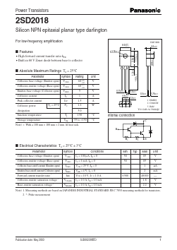D2018 Datasheet PDF Panasonic Corporation