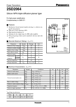 2SD2064 Datasheet PDF Panasonic Corporation