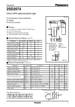 2SD2074 Datasheet PDF Panasonic Corporation