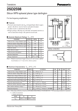 2SD2598 Datasheet PDF Panasonic Corporation