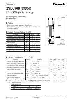 2SD966 Datasheet PDF Panasonic Corporation