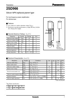 2SD966 Datasheet PDF Panasonic Corporation