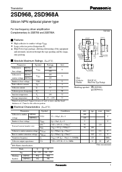 2SD968 Datasheet PDF Panasonic Corporation